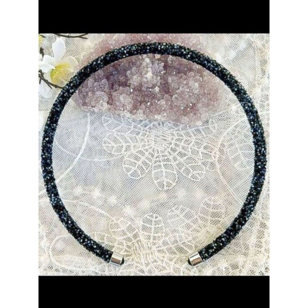 Black Pave Crystal Headband or Collar Necklace